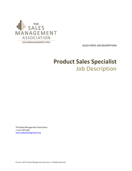 Product Sales Specialist Job Description