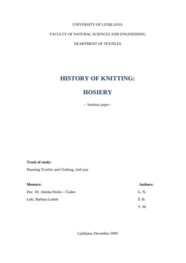 History of Knitting: Hosiery