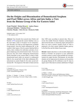 On the Origins and Dissemination of Domesticated Sorghum and Pearl Millet Across Africa and Into India: a View from the Butana Group of the Far Eastern Sahel