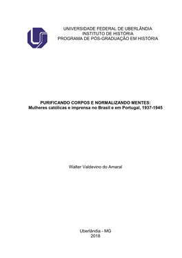 Universidade Federal De Uberlândia Instituto De História Programa De Pós-Graduação Em História