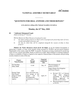 (56 Session) NATIONAL ASSEMBLY SECRETARIAT 