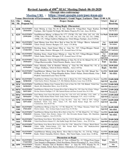 Revised Agenda of 498 SEAC Meeting Dated- 06-10-2020 Meeting URL