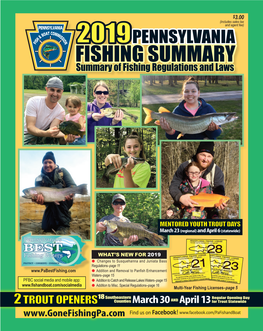 2019PENNSYLVANIA FISHING SUMMARY Summary of Fishing Regulations and Laws