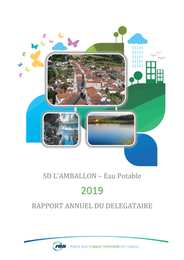 SD L'amballon – Eau Potable 2019 RAPPORT ANNUEL DU DELEGATAIRE Table Des Matières EDITORIAL