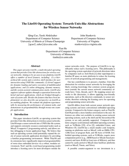 The Liteos Operating System: Towards Unix-Like Abstractions for Wireless Sensor Networks