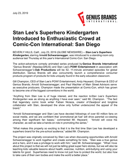 Stan Lee's Superhero Kindergarten Introduced to Enthusiastic Crowd at Comic-Con International: San Diego