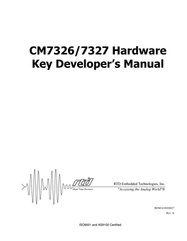 CM7326/7327 Hardware Key Developer's Manual