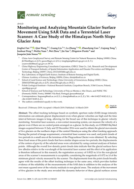 Monitoring and Analyzing Mountain Glacier Surface Movement Using SAR Data and a Terrestrial Laser Scanner: a Case Study of the Himalayas North Slope Glacier Area