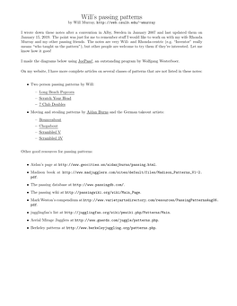 Will's Passing Patterns