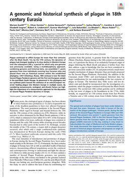 A Genomic and Historical Synthesis of Plague in 18Th Century Eurasia