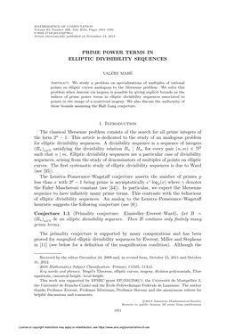 Prime Power Terms in Elliptic Divisibility Sequences