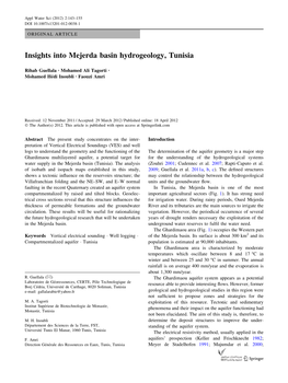 Insights Into Mejerda Basin Hydrogeology, Tunisia