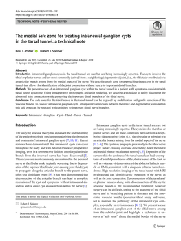 The Medial Safe Zone for Treating Intraneural Ganglion Cysts in the Tarsal Tunnel: a Technical Note