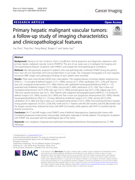 Primary Hepatic Malignant Vascular Tumors: a Follow-Up Study of Imaging