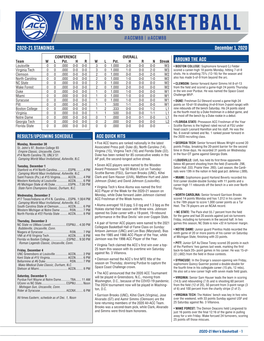 2020-21 STANDINGS December 1, 2020 RESULTS/UPCOMING