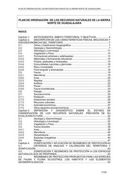 Plan De Ordenación De Los Recursos Naturales De La Sierra Norte De Guadalajara