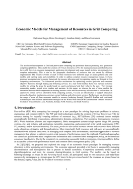 Economic Models for Management of Resources in Grid Computing