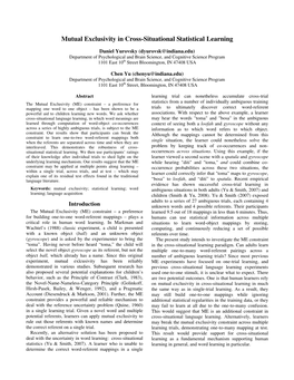 Mutual Exclusivity in Cross-Situational Statistical Learning