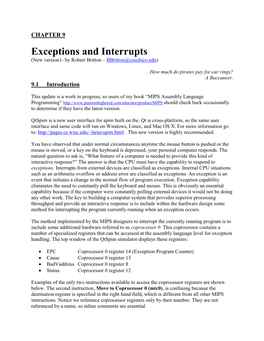 Exceptions and Interrupts (New Version1- by Robert Britton – Bbritton@Csuchico.Edu)