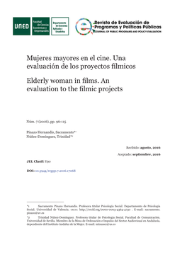 Mujeres Mayores En El Cine. Una Evaluación De Los Proyectos Fílmicos