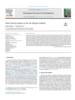 Novel Thoracic Glands in the Ant Myopias Hollandi