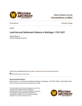 Land Use and Settlement Patterns in Michigan, 1763-1837