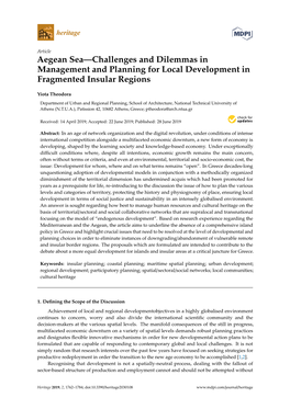 Aegean Sea—Challenges and Dilemmas in Management and Planning for Local Development in Fragmented Insular Regions