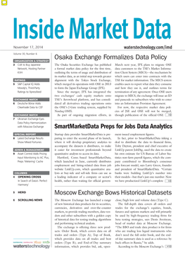 Smartmarketdata Preps for Jobs Data Analytics Osaka Exchange