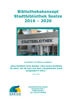 Bibliothekskonzept Stadtbibliothek Seelze 2016 – 2020