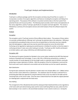 Truecrypt: Analysis and Implementation