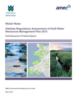 Welsh Water Habitats Regulations Assessment of Draft Water Resources Management Plan 2013