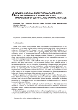 A New Educational Escape-Room-Based Model for the Sustainable Valorization and Management of Cultural and Natural Heritage
