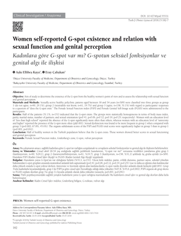 Women Self-Reported G-Spot Existence and Relation with Sexual Function