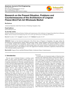 Research on the Present Situation, Problems and Countermeasures of the Architecture of Lingnan Flower-Bird-Fish Art Wholesale Market