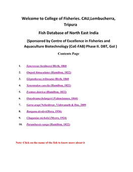 Fish Database NE India