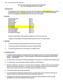 2021 Youth Baseball/Softball By-Laws 1