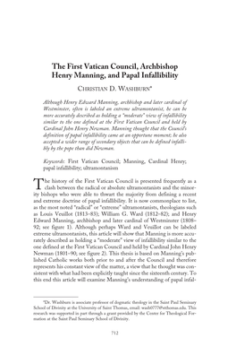 The First Vatican Council, Archbishop Henry Manning, and Papal Infallibility