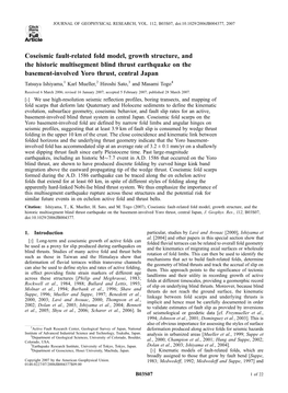 Coseismic Fault-Related Fold Model, Growth Structure, and the Historic