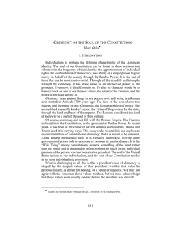 131 CLEMENCY AS the SOUL of the CONSTITUTION Mark Osler