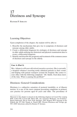 Dizziness and Syncope