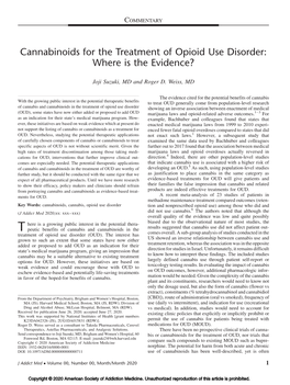 Cannabinoids for the Treatment of Opioid Use Disorder