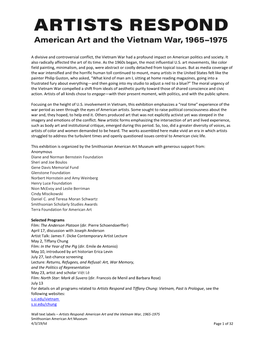 Artists Respond: American Art and the Vietnam War, 1965-1975