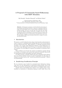 A Proposal of Community-Based Folksonomy with RDF Metadata