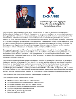 Chief Master Sgt. Sean E. Applegate Army & Air Force Exchange Service