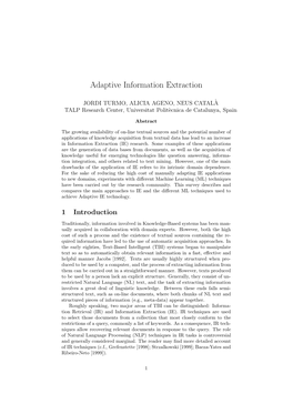 Adaptive Information Extraction