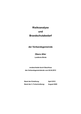 Risikoanalyse Und Brandschutzbedarf Der Verbandsgemeinde Obere Aller