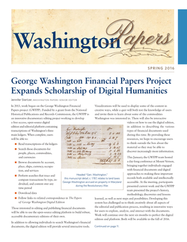 SPRING 2016 George Washington Financial Papers Project Expands Scholarship of Digital Humanities