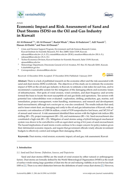 Economic Impact and Risk Assessment of Sand and Dust Storms (SDS) on the Oil and Gas Industry in Kuwait