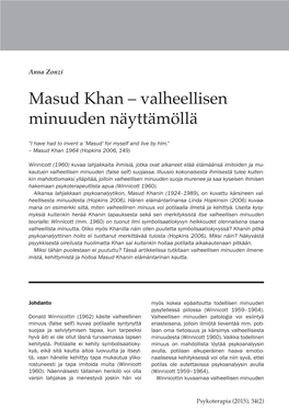 Masud Khan – Valheellisen Minuuden Näyttämöllä