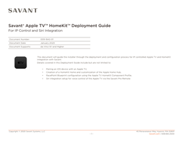 Savant® Apple TV™ Homekit™ Deployment Guide for IP Control and Siri Integration